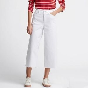 White high rise wide leg crop jeans